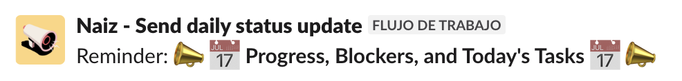 Daily Status Update Workflow on Slack