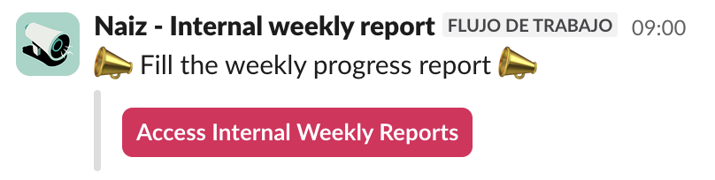 Internal Weekly Report Workflow on Slack