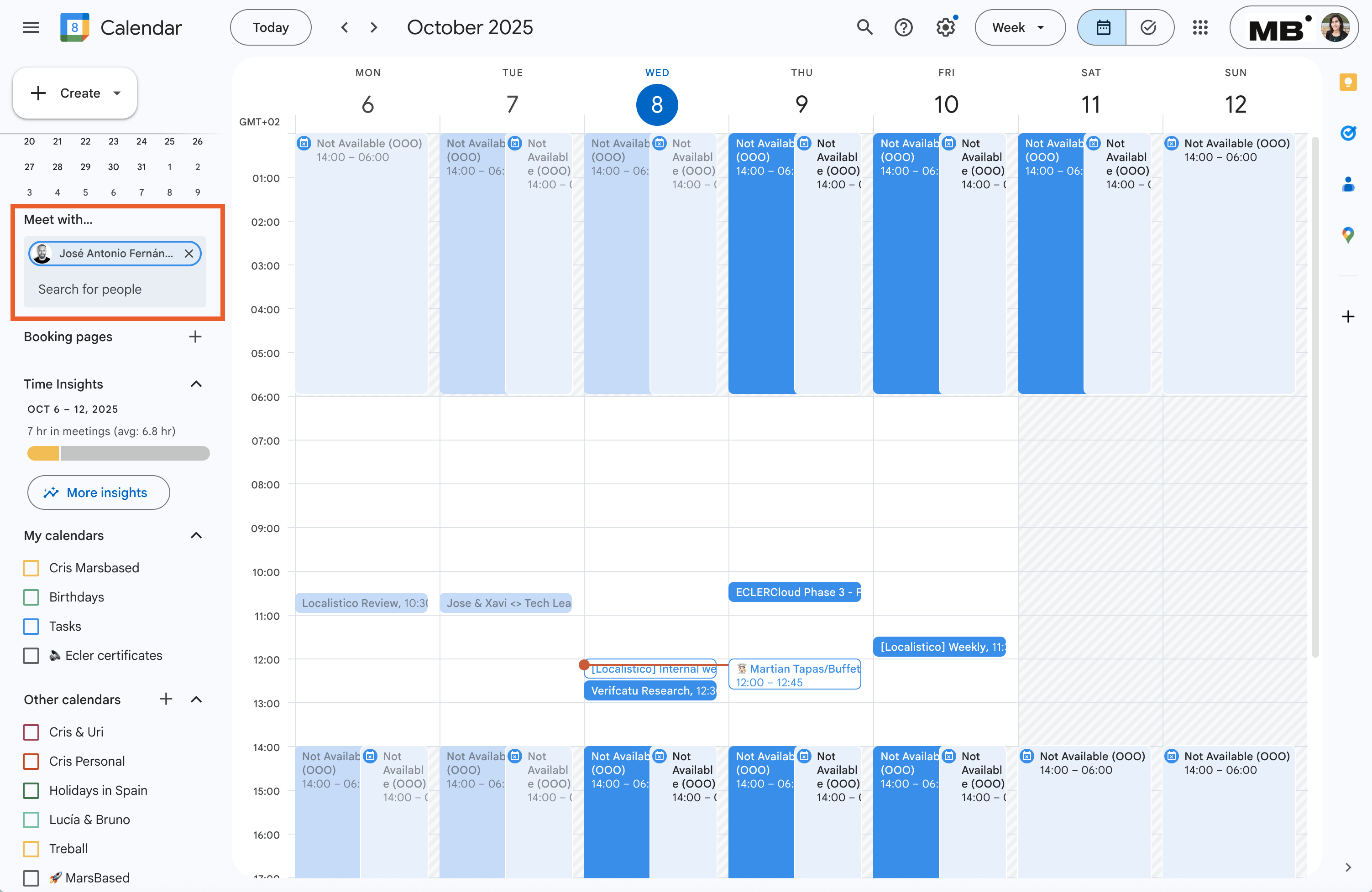 Calendar <i>Meet With...</i> option